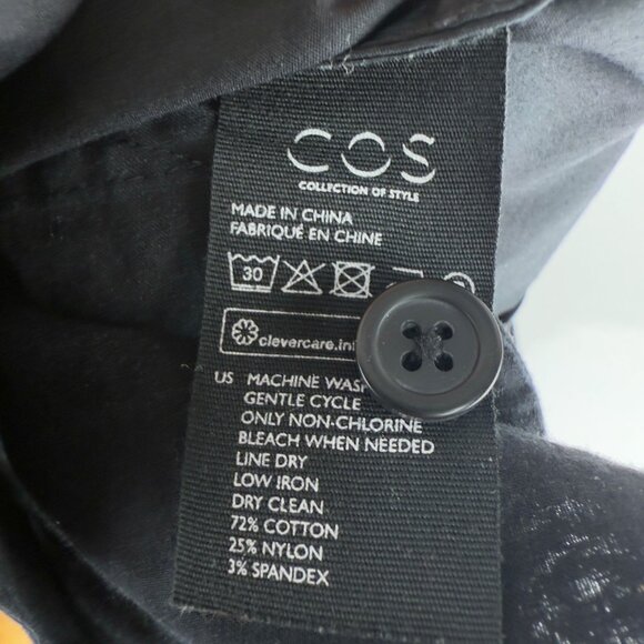 COS  High Neck Cotton Blend Side Pockets Sleeveless Black Shift Dress Size  6 - Picture 6 of 7